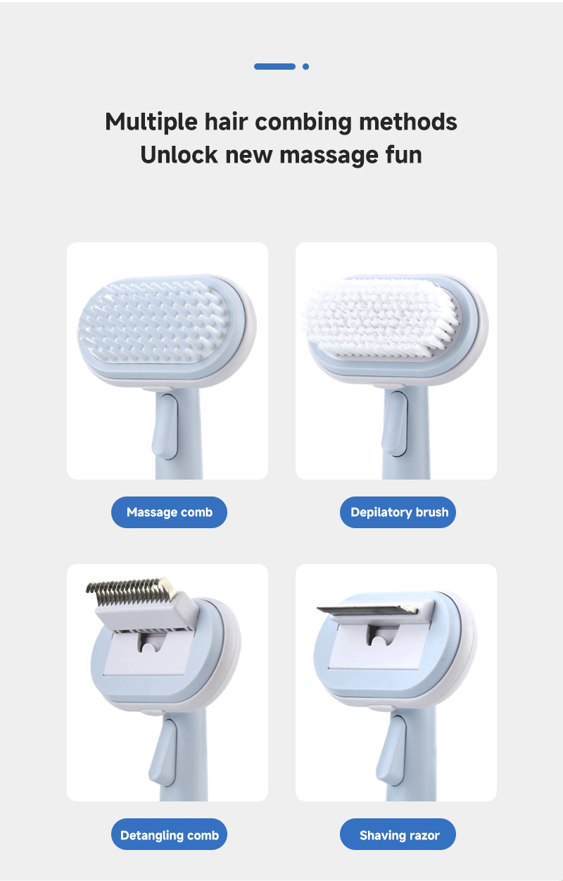 Hair Dematting Pin Comb Pet Grooming Kit Self Cleaning Slicker Brush Shedding Tool