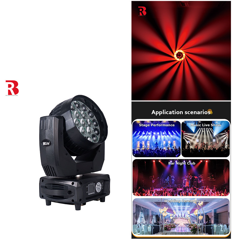 Wash LED Zoom 19pcs 15W Sharpy Beam Moving Head Stage Light RGBW Infinite Mixture For Wedding