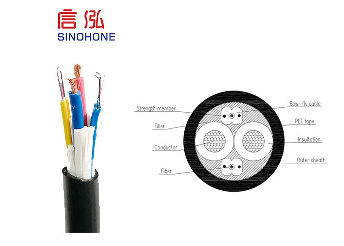 FTTH Fiber And Power Hybrid Fiber Optic Cable G.657A2 Bow Type 300 / 500 V