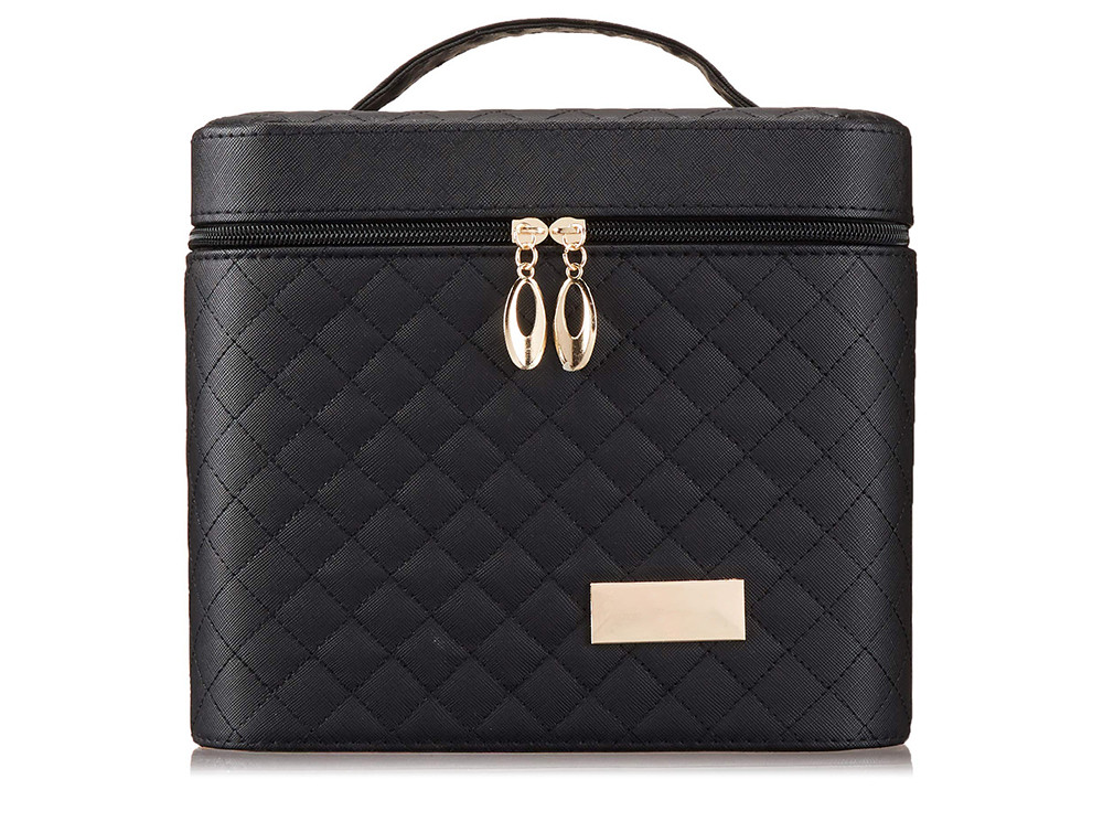 9.7*6.9*8.6in Women PU Makeup Train Case With Mirror