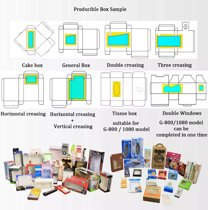 Toy Paper Window Box Patching Machine Automatic V Cut Creasing Gluing