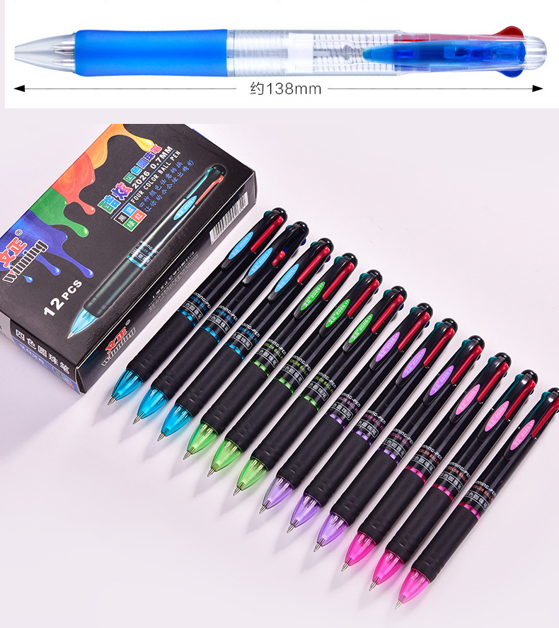 OEM/ODM Acceptable 4 Color 0.7mm Plastic Transparent Shuttle Pens for Office Writing