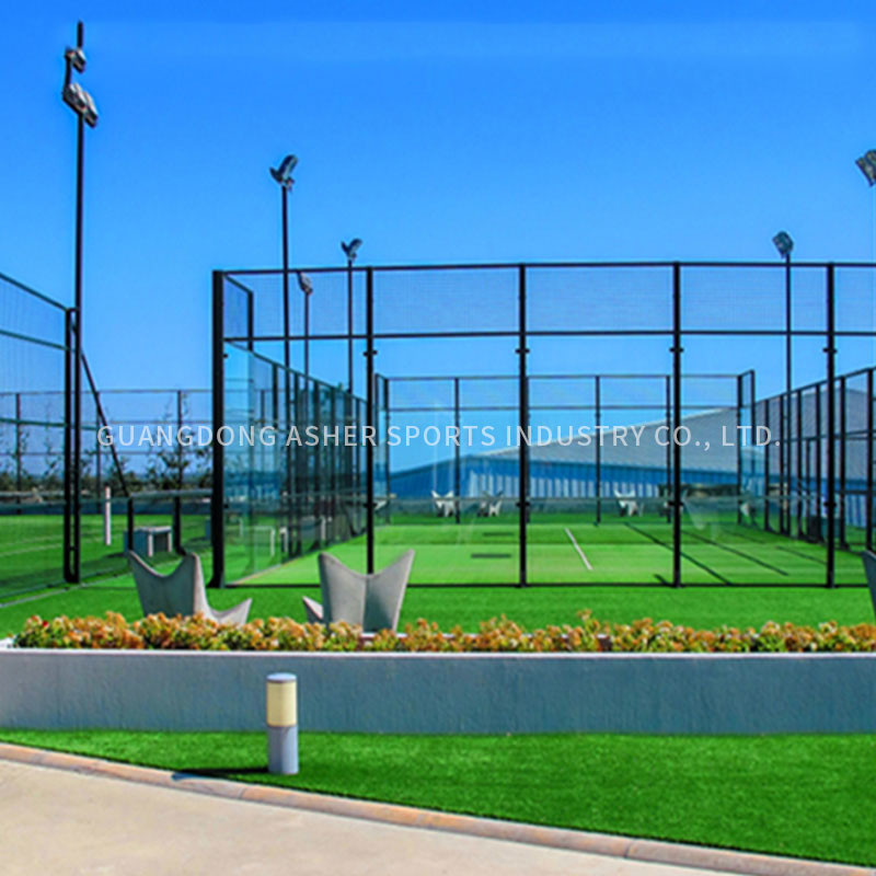 LED Lighting Padel Court Turf , Padel Court Floor 12mm Grass Height
