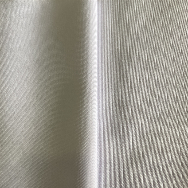 Polyester Cotton 5MM Stripes Optical White TC Anti Static Fabric For Medical Uniforms