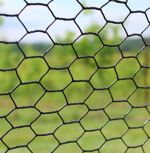PVC Hexagonal Wire Mesh 3/4 inch 19 Gauge Black Poultry Netting