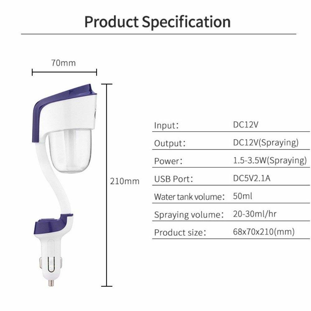 12V Mini Ultrasonic Atomization Humidifier For Travel