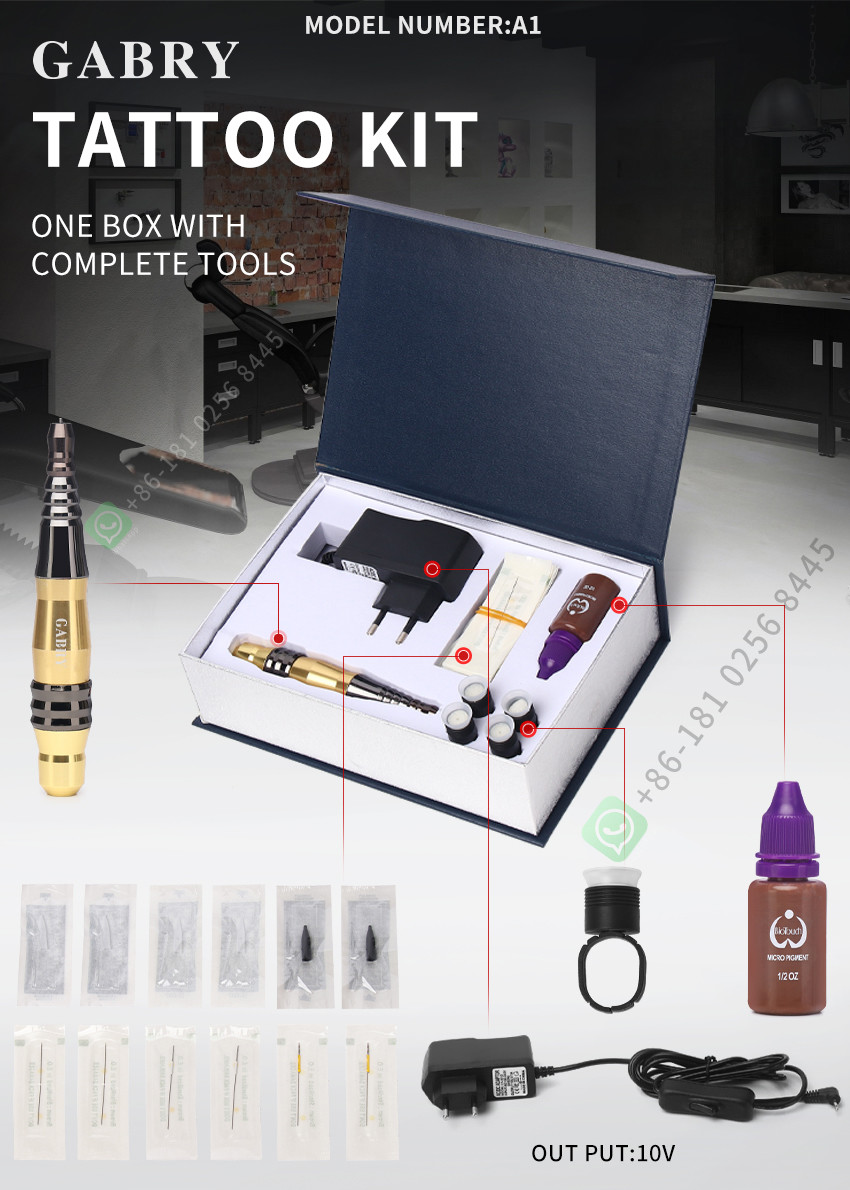 Aluminum Rotary Permanent Makeup Machine Kit Wireless Tattoo Machine Pen