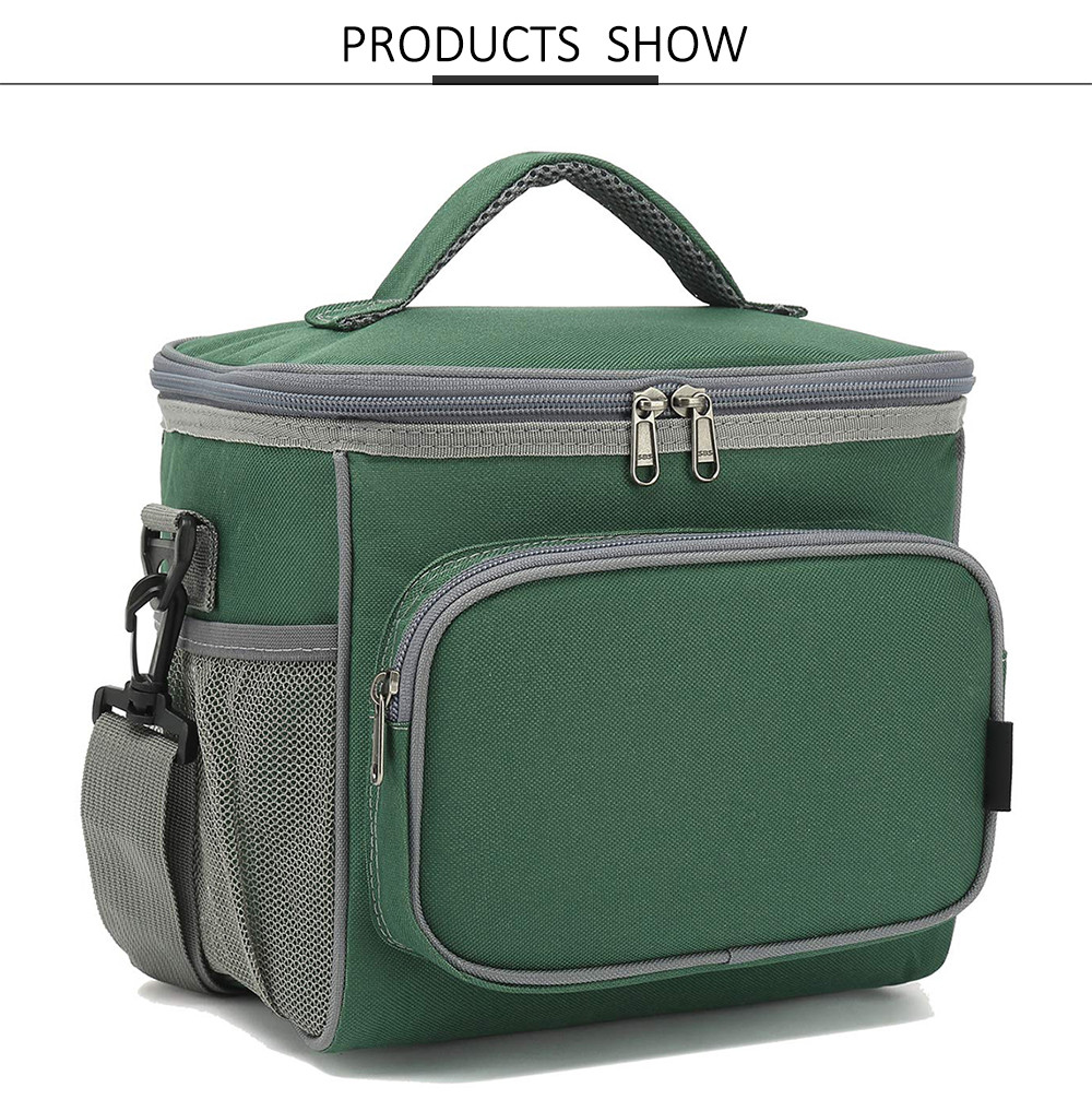 Dual Large Mesh Side Pockets Large Lunch Box with Adjustable Shoulder Strap