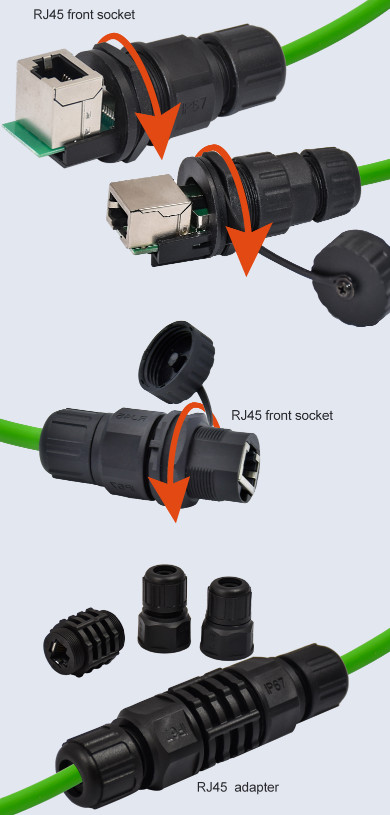 Rj45 Waterproof Cable Connector 8p8c Male To Female Screw Lock