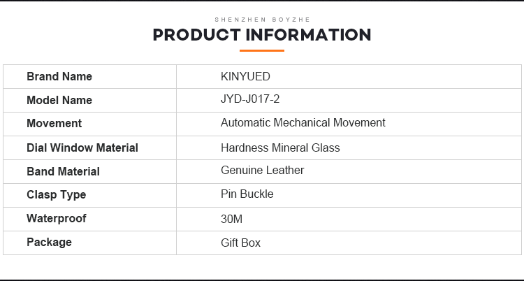 KINYUED new design automatic men watches movement leather luxury relojes wristwatches