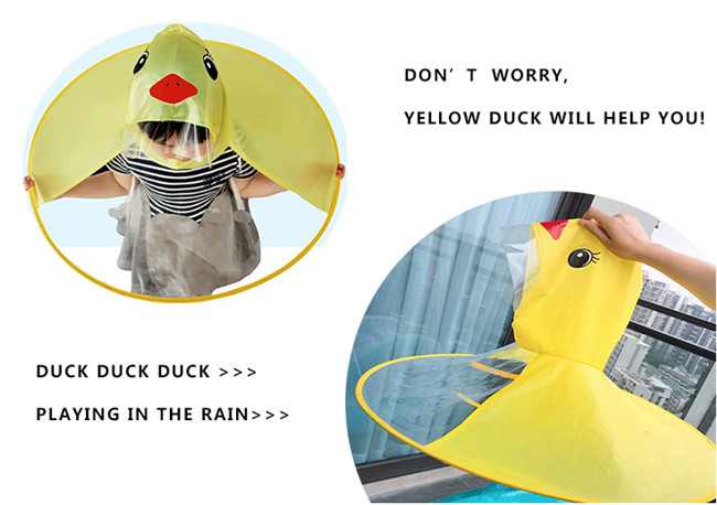 UFO Childrens Waterproof Raincoats , Yellow Duck Raincoat Outdoor Rain Gear For Kids