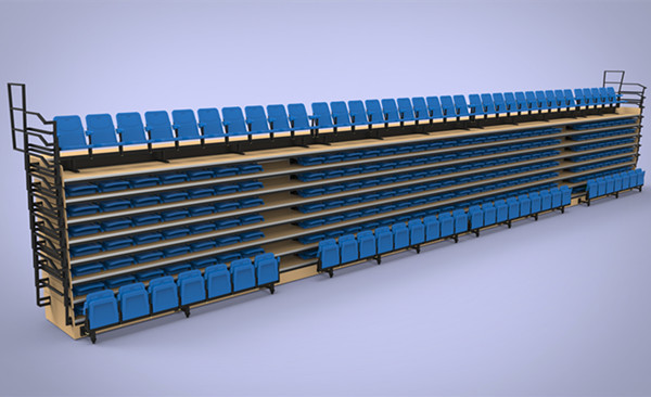 Electrical Control HDPE Retractable Bleacher Seating With Folding Armrest