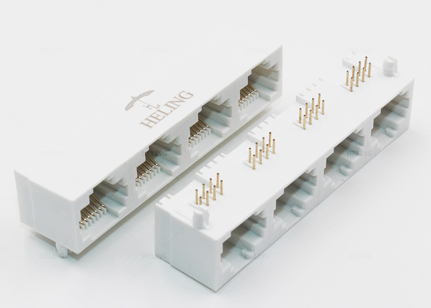 ABS Resin Housing THT Rj45 Multiple Port Connectors MJ5688L-W014-BRN1