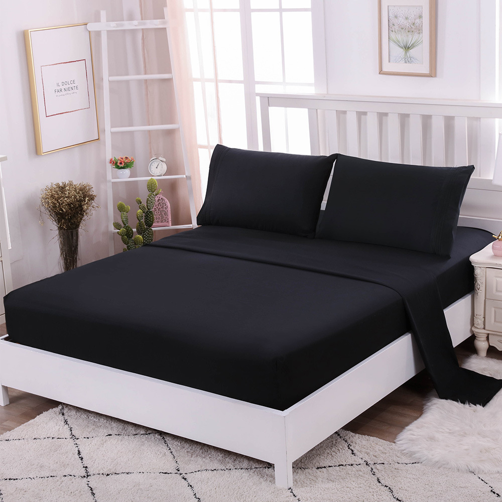 Super King Size Solid Microfiber Bedding Sheets Set with Woven Fabric and OEM Service