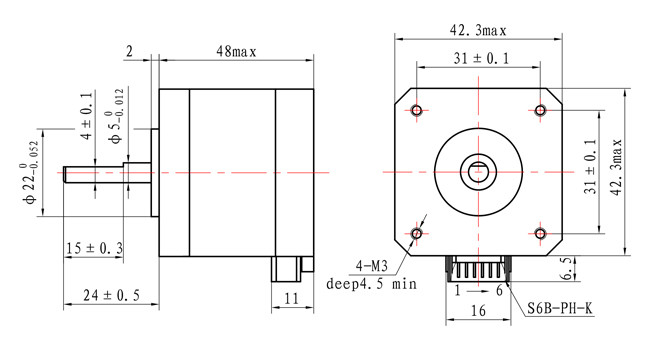 Casun 480mNm Two Phase Stepper Motor 48mm NEMA 17 1.8 Degree