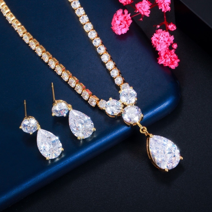 CZ charm pendant necklace necklace bracele earring ring dainty jewelry for women lady valentine wedding Jewelry sets