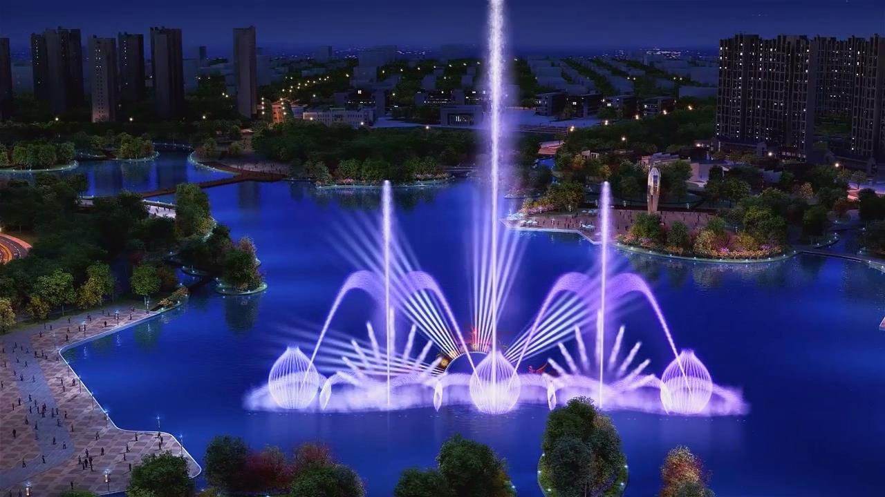 Multimedia floating shooting fountain