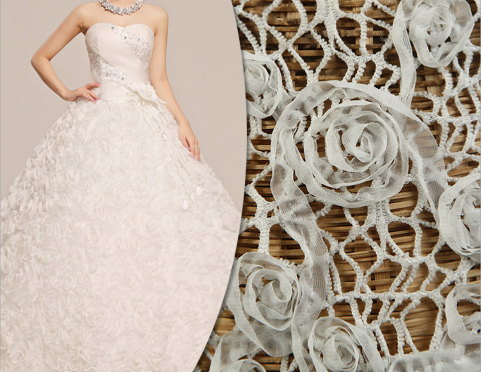 2018 Summer Newest Style Rope Embroidery Fabric 140cm wide for wedding dress