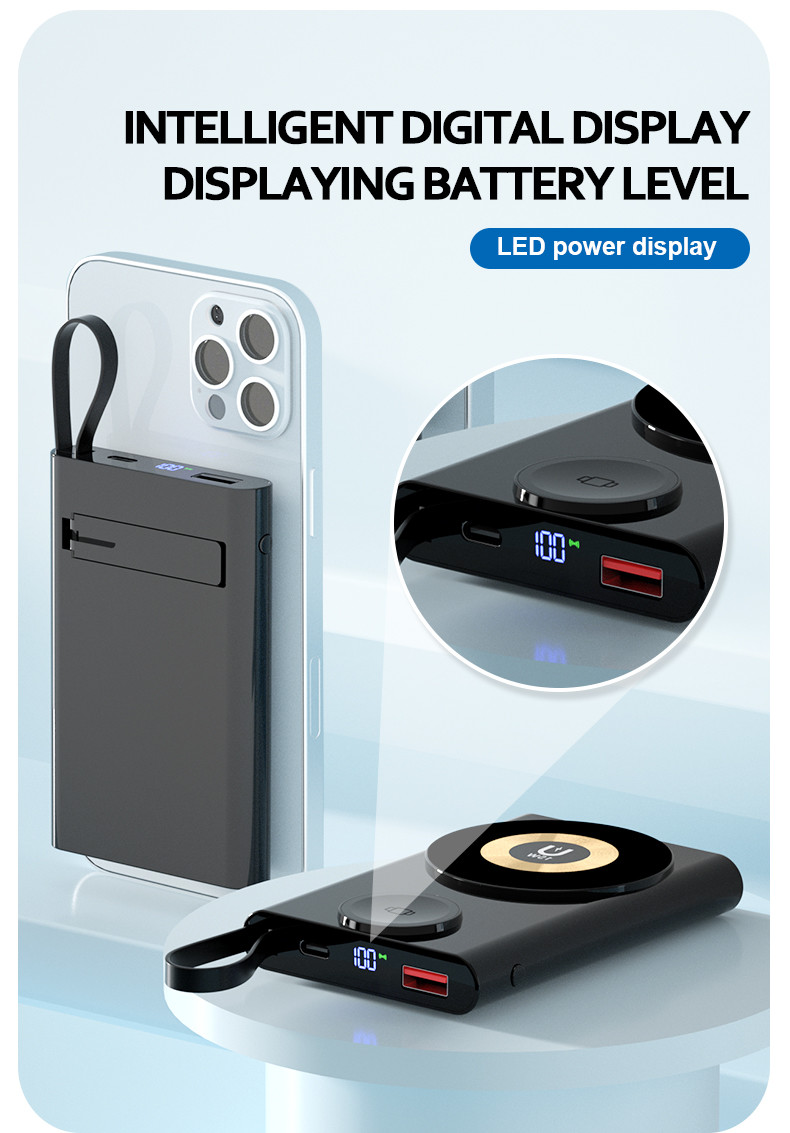 Multifunction Phone Wireless Charging Magnetic Power Bank Station 10000mah