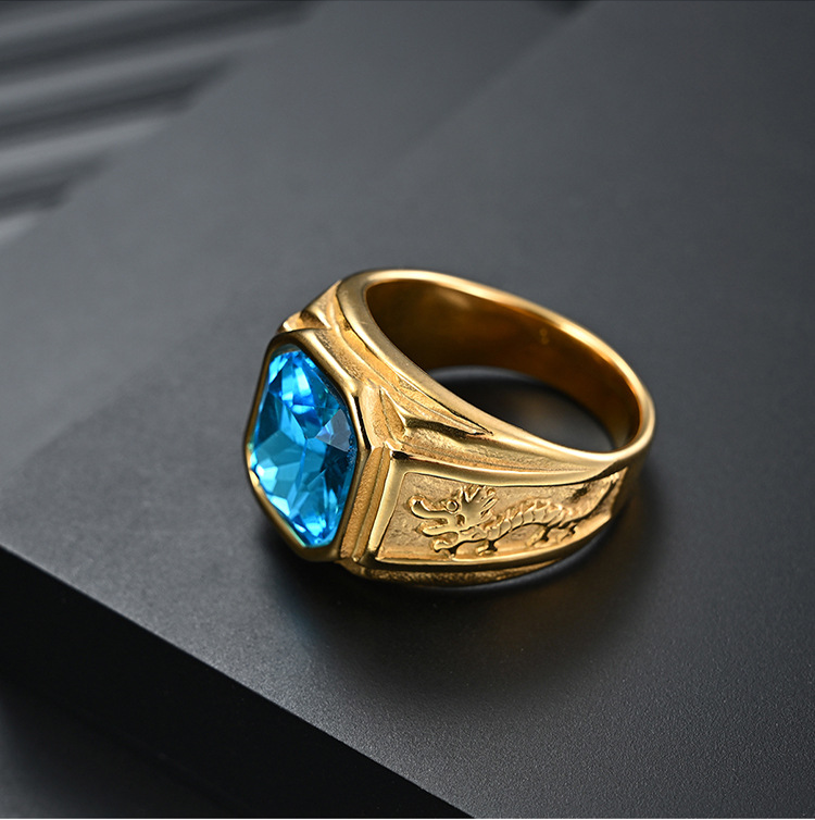 Men 316 Stainless Steel Ring Jewelry Gold Color Plated Customized Size