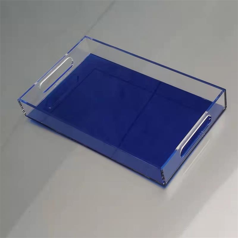 OEM Green Square Acrylic Tray Plexiglass Fruit Tray With Removable Compartments