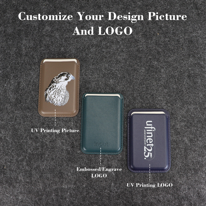 PU Leather Magnetic Magsafe Wallet Card Holder With N52 Strong Magnets 25 Color