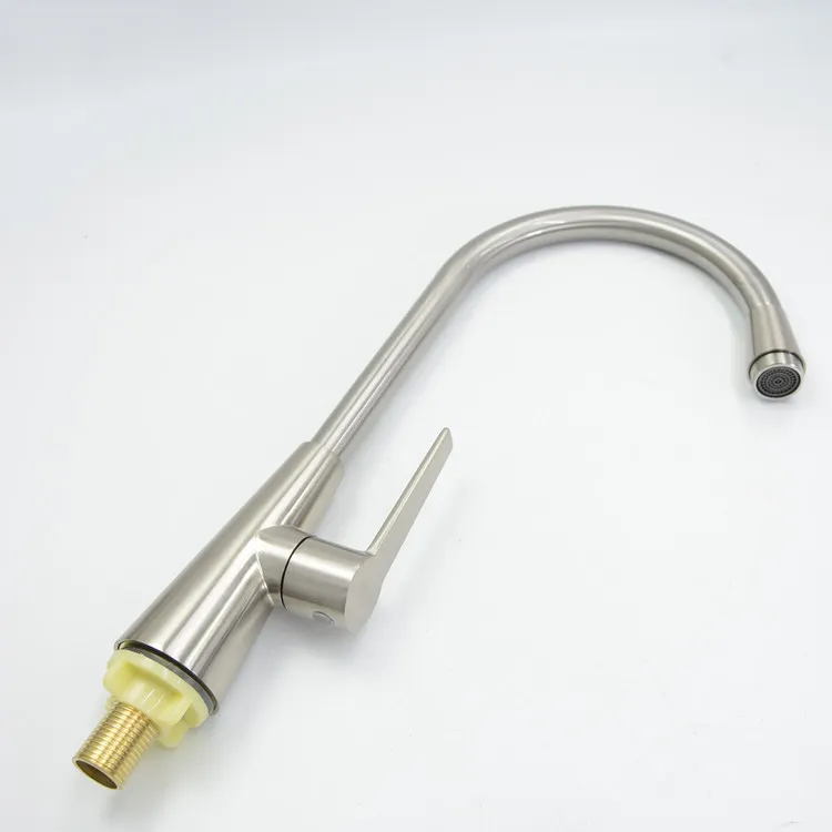 Induction Tap Silver Zinc Alloy Kitchen Sink Faucets With Earthenware Spool Material