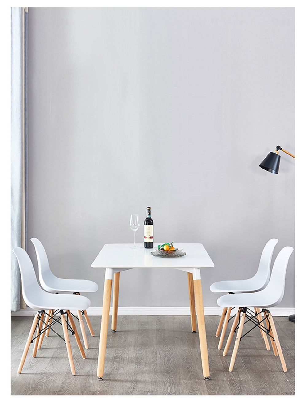 White Modern Simple Dining Room Table 29.53inch High Beech Wood Leg