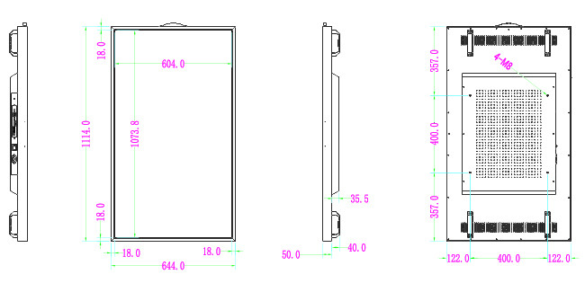 49 Inch Dynamic Window LCD Display Screen Panel Wall Hanging