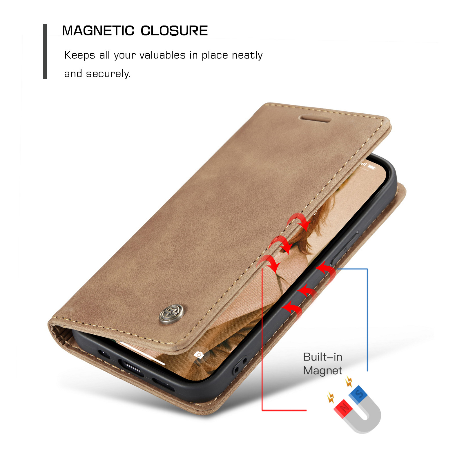 CaseMe 15 Ultra Luxury Wallet Case Card Magnetic Holder TPU Leather Back Cover For Iphone 15 Pro Phone Case