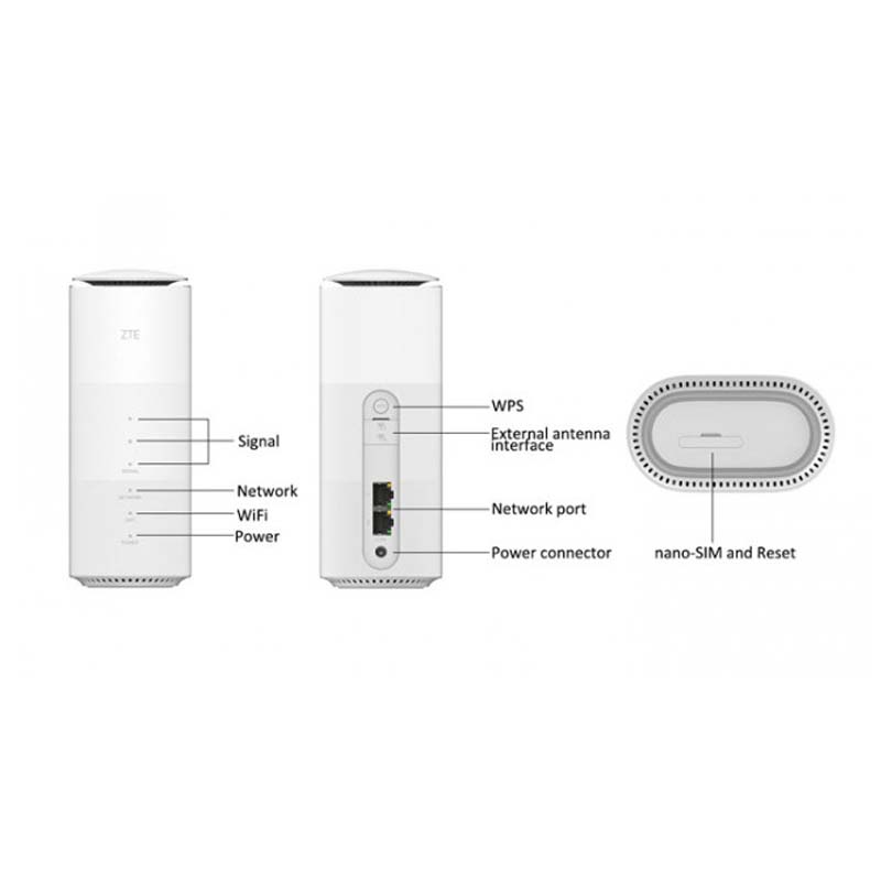 ZTE MC801A 5G NR LTE FDD N1/2/3/5/7/8/12/20/28/66/71 TDD N77/78/79/41High Speed Fast Indoor Wireless CPE Router