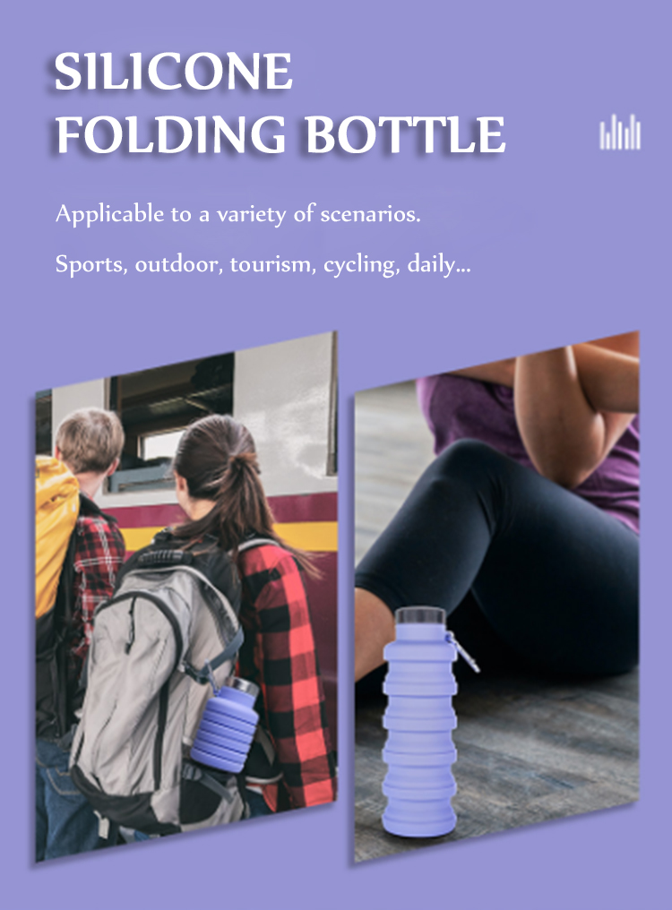 High Quality Eco-friendly Sports 335ml Silicone Collapsible Water Bottle
