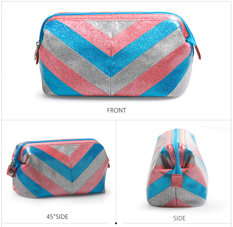 Portable Waterproof Glitter PU Zipper Makeup Bag