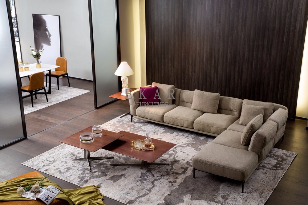 Italian Design Linen Corner Couch Modern Sofa Set for Living Room