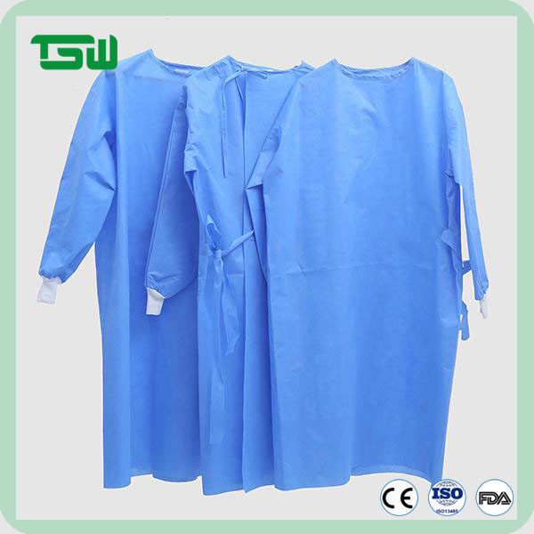 Knitted Cuff Spunbound Nonwoven Sterile Surgical Gown
