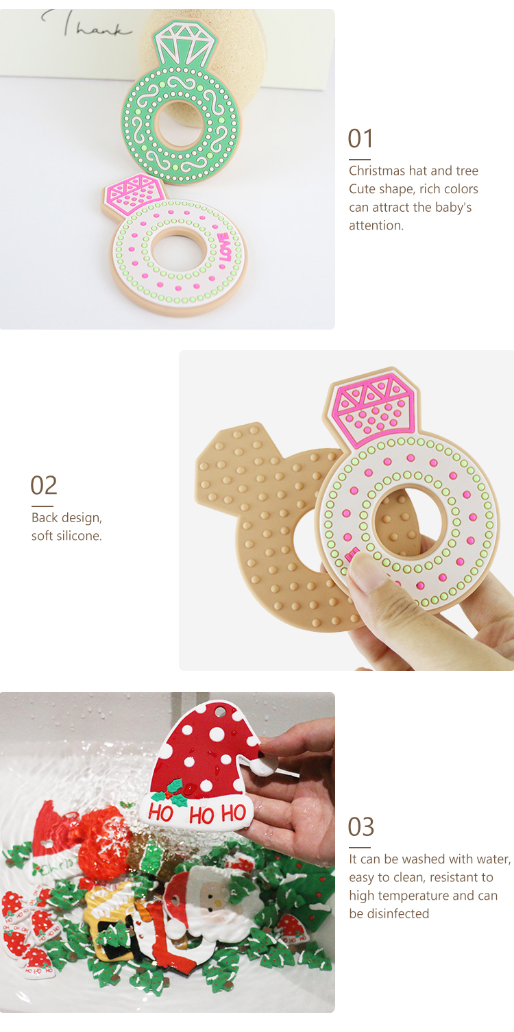 Cartoon Diamond Silicone Baby Teether , Non Toxic Silicone Teething Rings