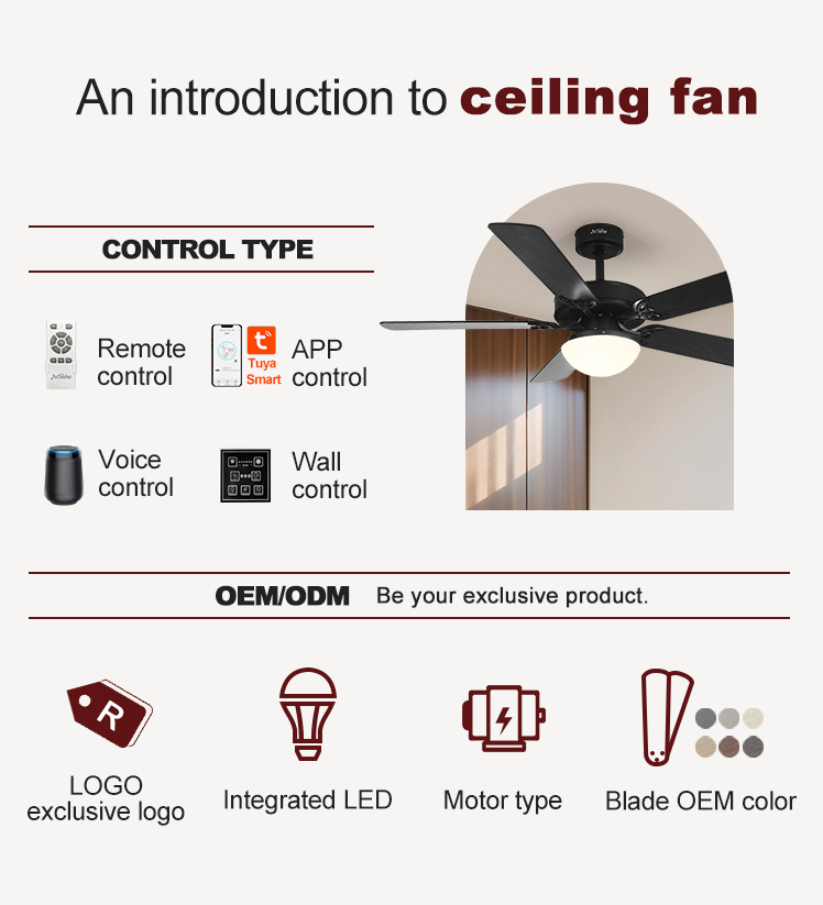 Remote Control LED Ceiling Fan with Black MDF Blades and Energy-Saving LED Lighting