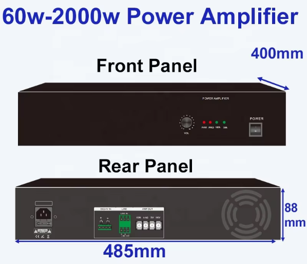 Rectangle 1500W Class D Audio Power Amplifier OEM ODM Power Supply Metal Material