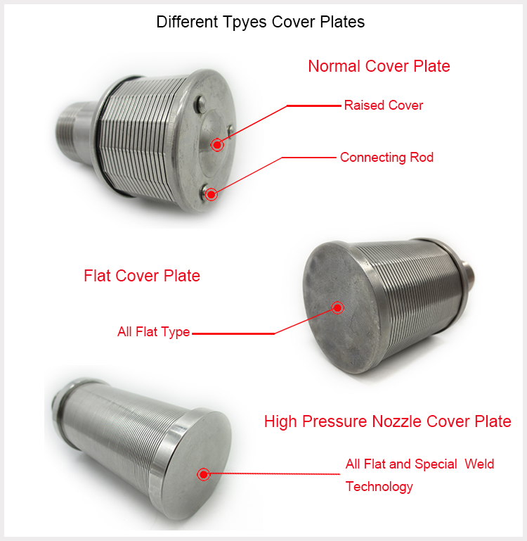 stainless steel wedge wire water filter nozzle with thread coupling