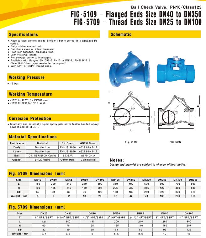 Thread End BSP NPT Ball Check Valve Ductile Iron With Epoxy Caoting Inner And Outer 0