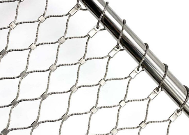 PVC Coated 40cm*40cm Rope Net Fence 1.5mm Steel Wire Mesh