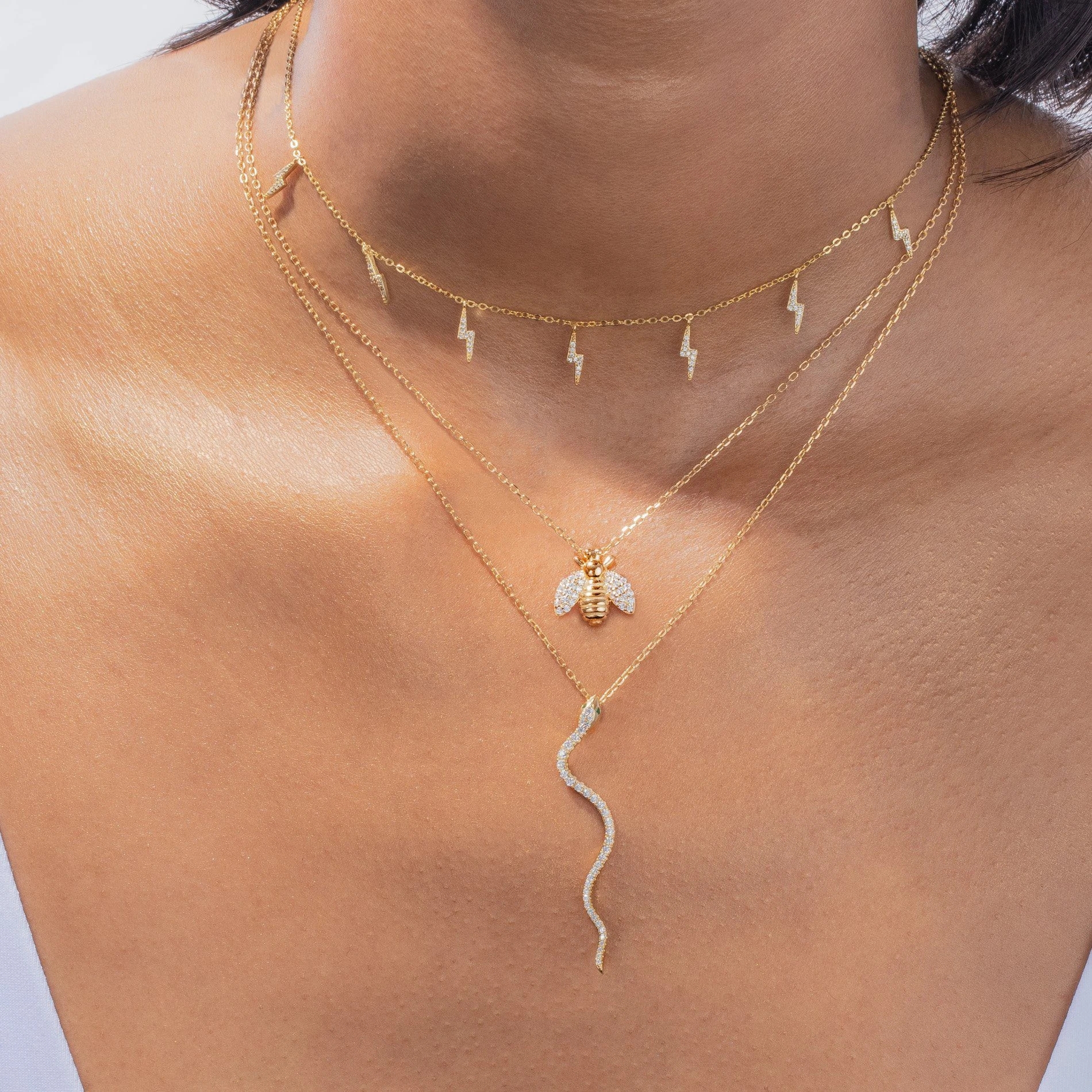 Fashion 18K Gold Plated Bee Pendant Necklace Handmade By 925 Sterling Silver Jewelry