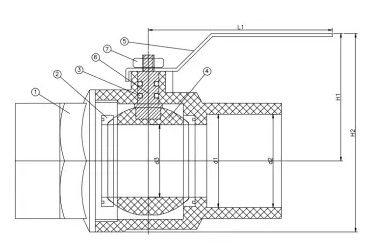 Ss Handle Light Grey Two Pieces Ball Valve with EPDM O-Ring