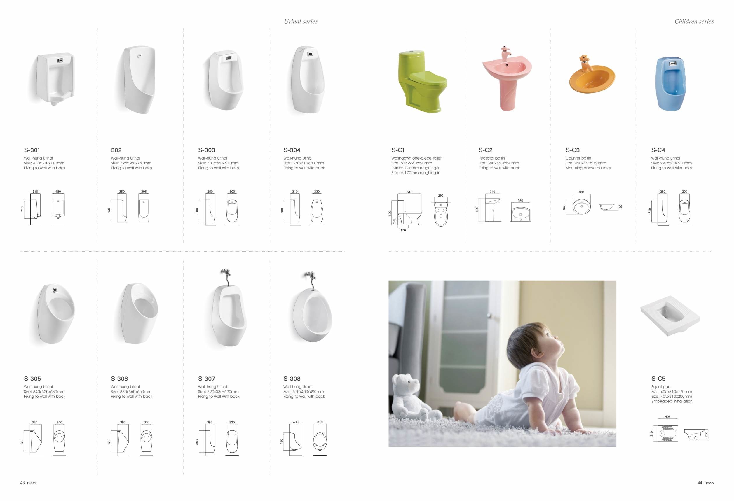 Children Ceramic Bathroom Toilet Set Elongated Floor Mounted
