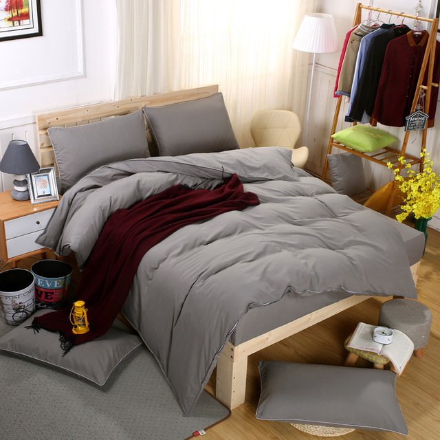 King Size Luxury Bedding in Solid Color Linen and Microfiber Comforter European Style