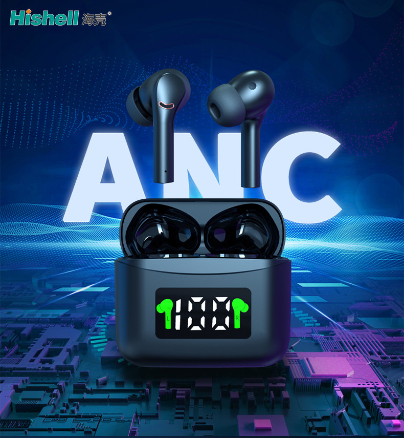 ANC ENC IPX5 TWS True Wireless Stereo Earbuds With LED Display Touch J5