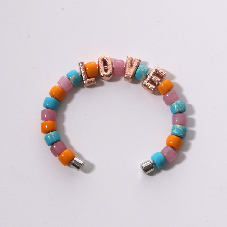 DIY Removable Bangles With Beads Red Imperial Stone 18k Real Gold Plated