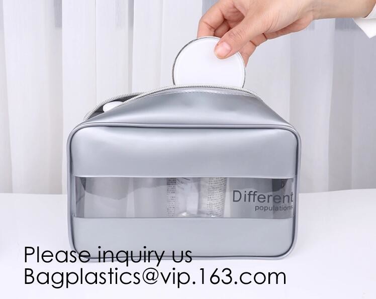 Clear Zipper Pouch with Strap Makeup Bag PVC Cosmetic Pouch,Printing Clear k Cosmetic PVC Pouch, bagease, bagplast