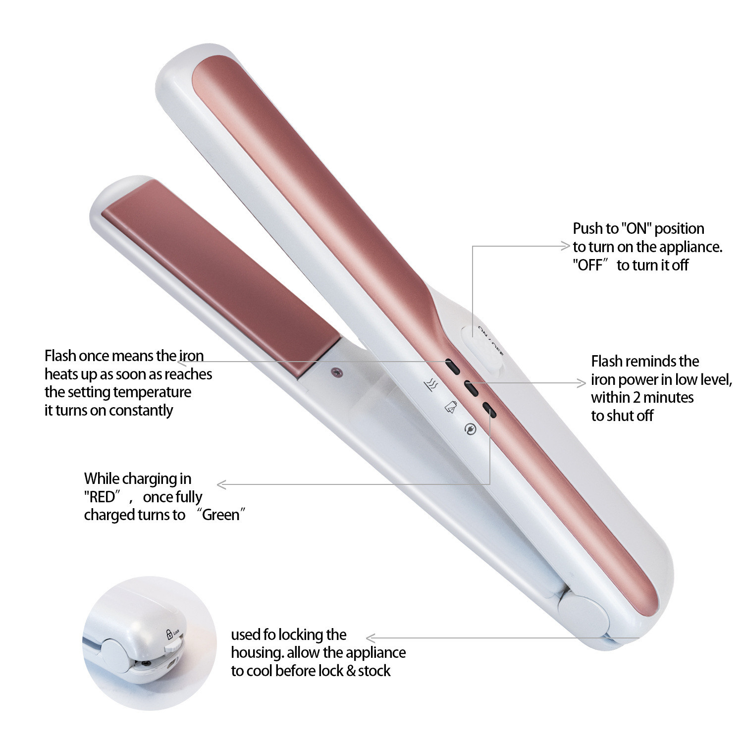 Mestar Wireless Mini Hair Straightener , Cordless USB Rechargeable Flat Iron