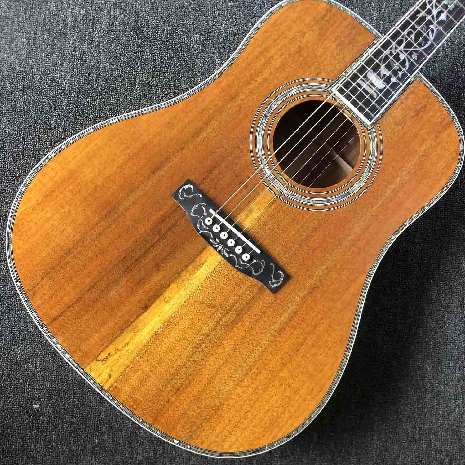 AAA Deluxe Solid KOA Top 41" Abalone Inlays Ebony Fingerboard Acoustic Guitar